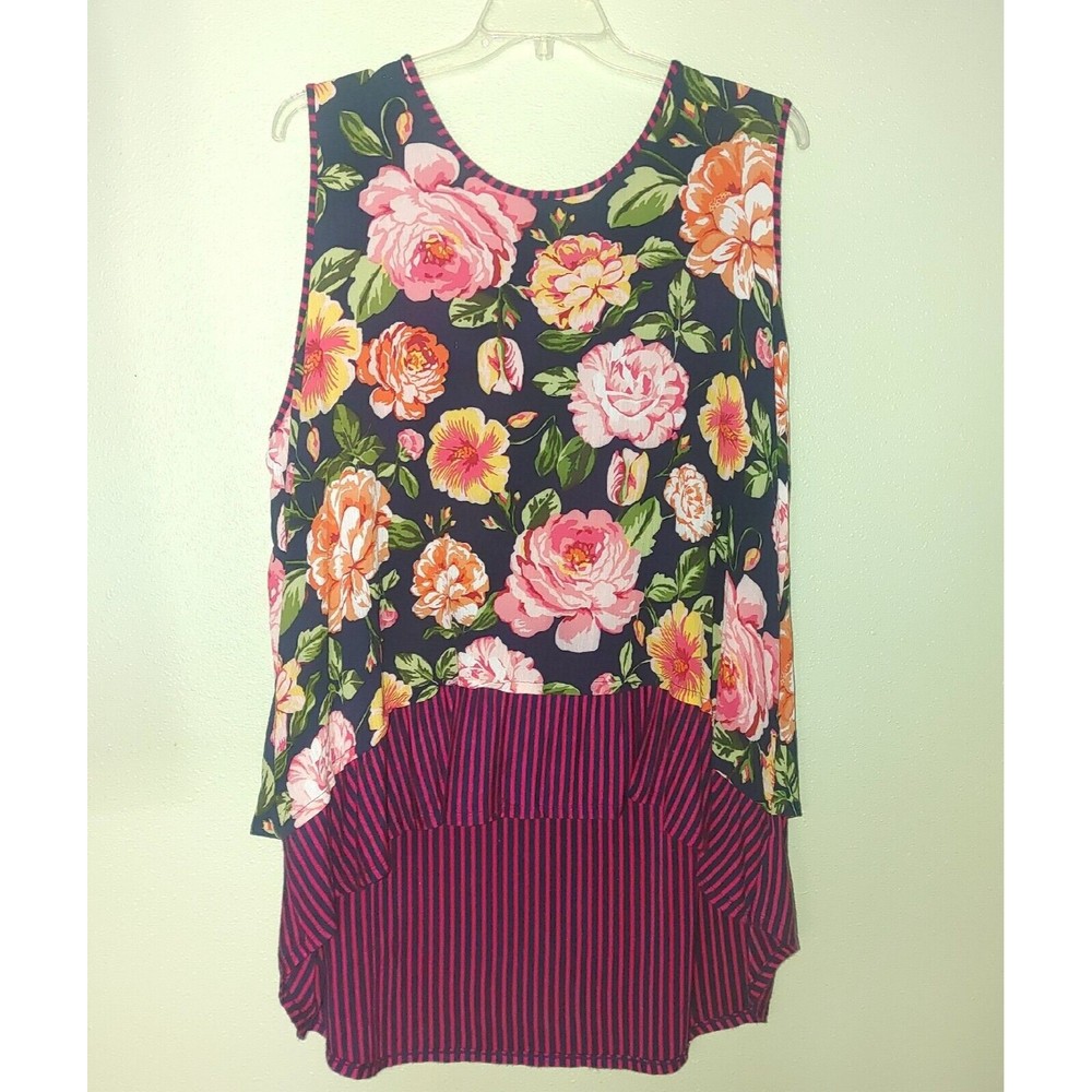 Bobeau Women's Floral Sleeveless Top Size 3X Hi-Lo Blouse Light Weight